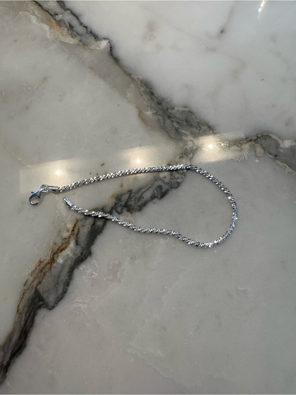 Sterling Silver Italian Made Twisted Rock Chain Bracelet - 8 inch